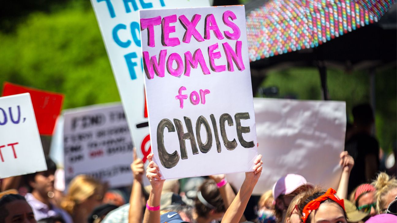 People at an abortion protest in Texas.