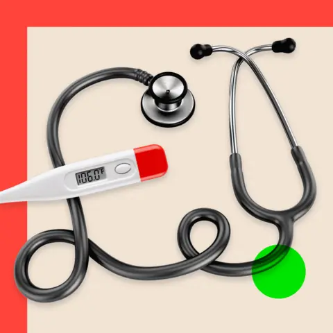 BBC Montage image showing a stethoscope and a thermometer forming a pound sign