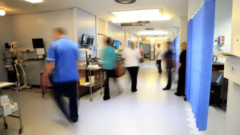 BBC NHS staff in a busy hospital ward