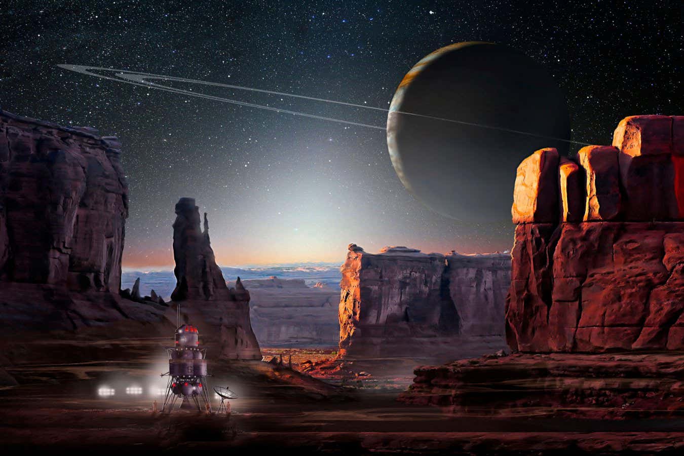 2RNRCMD Spacecraft on alien planet, illustration