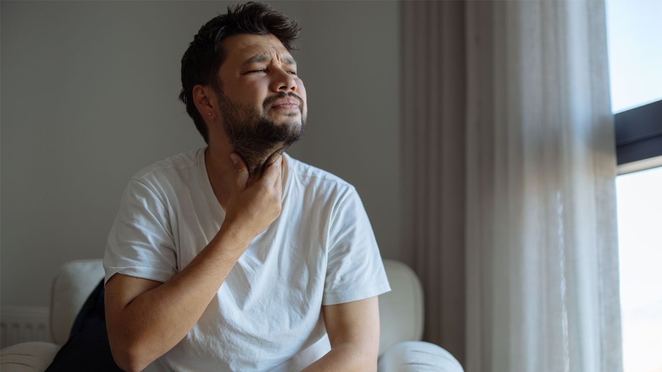 Male with painful covid razor blade throat nimbus variant