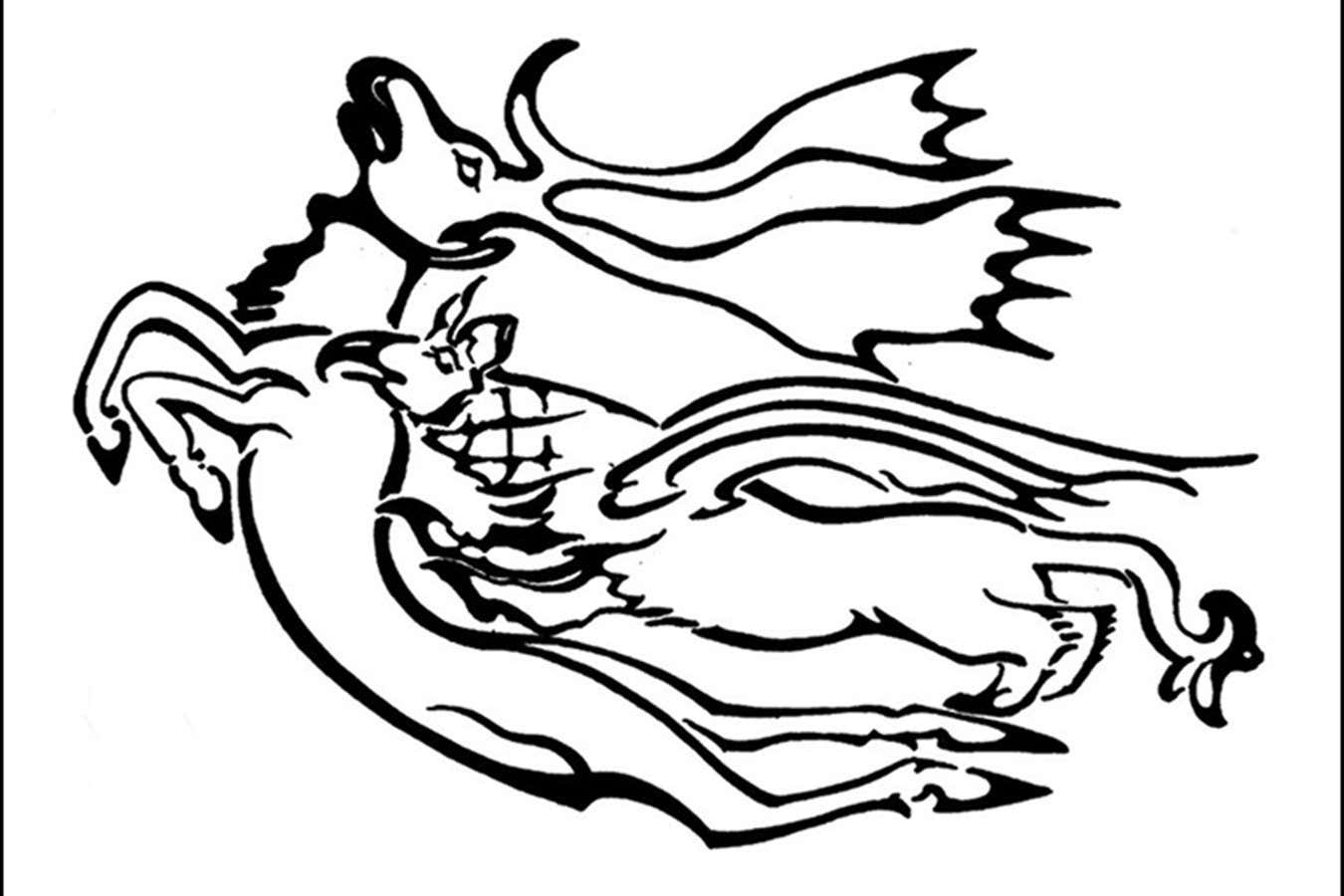 An artist's recreation of one of the tattoos, featuring creatures that seemed to be both real and fantastical