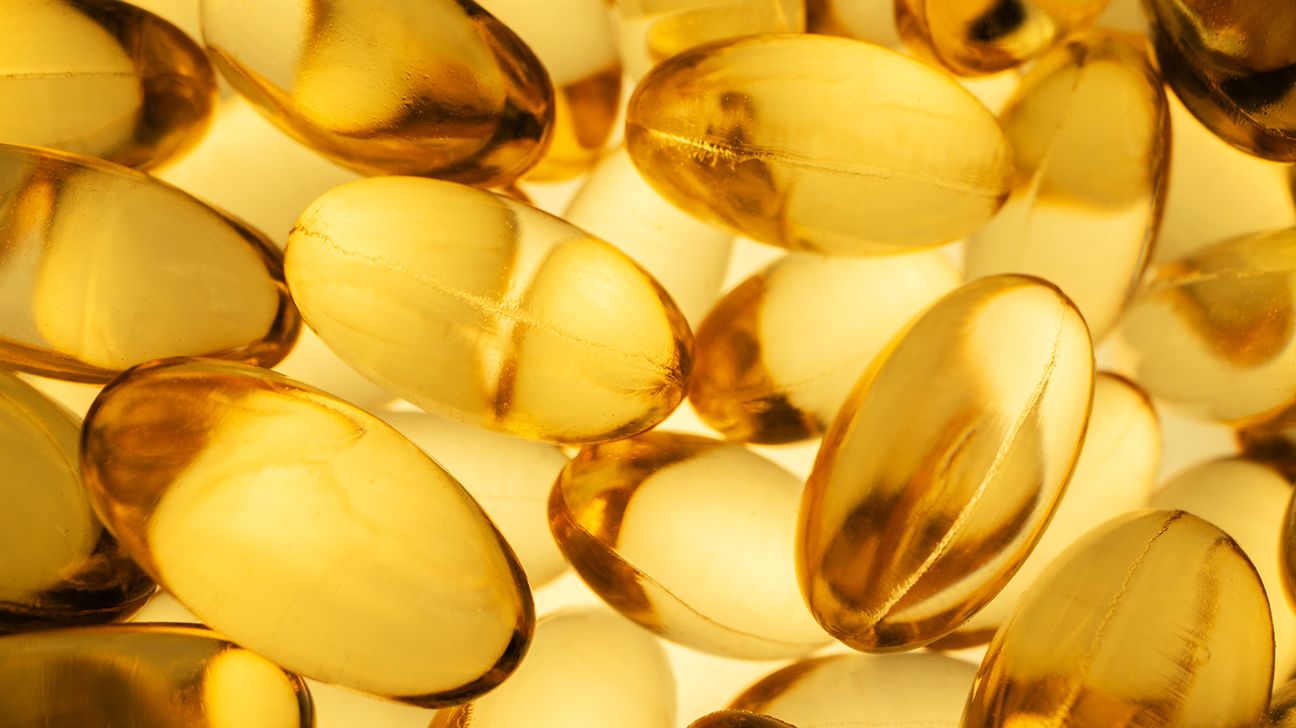 Closeup of omega-3 supplements