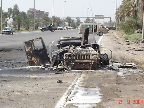 photo of The aftermath of the suicide bombing.