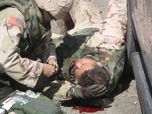 photo of Dr. Lee being treated after the explosion.