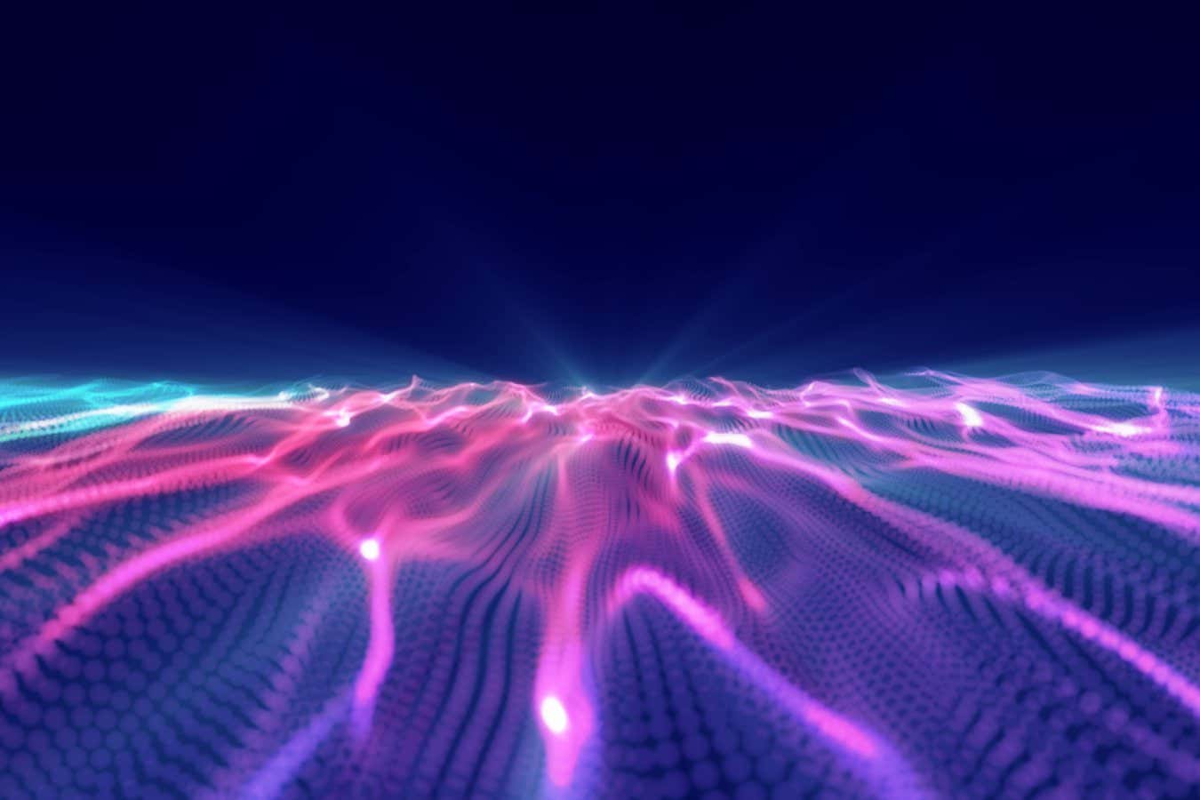 An abstract rendering of the quantum landscape. Colourful ripples create hills and valleys.