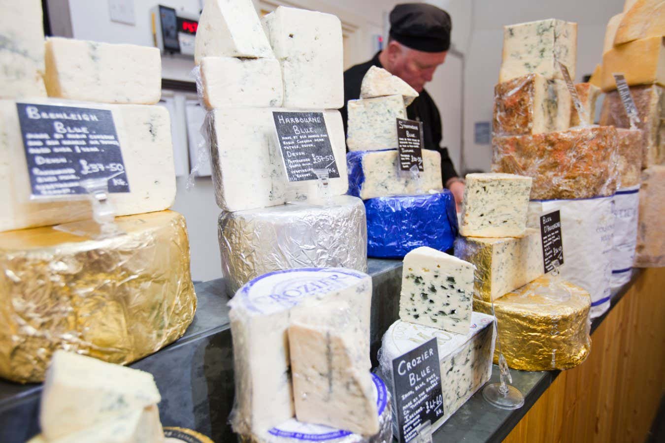 A selection of blue cheeses for sale. New varieties and flavours are emerging thanks to the fermentation revolution