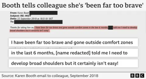 An extract from an email sent by Karen Booth to a colleague, in September 2018. It reads: 
