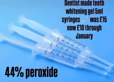 Facebook Three syringes on a blue background with black text.