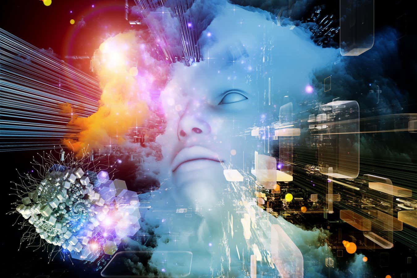 Beyond Human series. Collage of human, geometric and natural forms on the subject of inner reality, mental health, imagination, mysticism, thinking and dreaming.; Shutterstock ID 164294465; purchase_order: -; job: -; client: -; other: