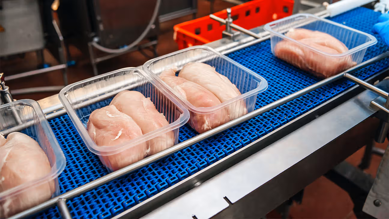 Raw chicken breasts in packaging