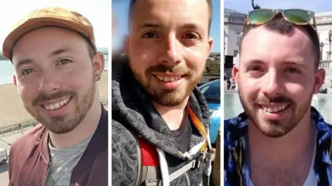 A composite image of Ian. In one he is wearing a cap, in another his scalp is cropped out of the photo and in the third his sunglasses are positioned on the top of his head