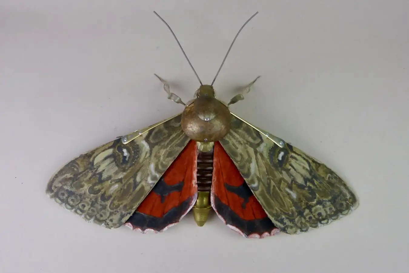 Artist: Dean Patman 229 - Red Underwing Moth Medium: Found object sculpture Size: 47x67x14cm