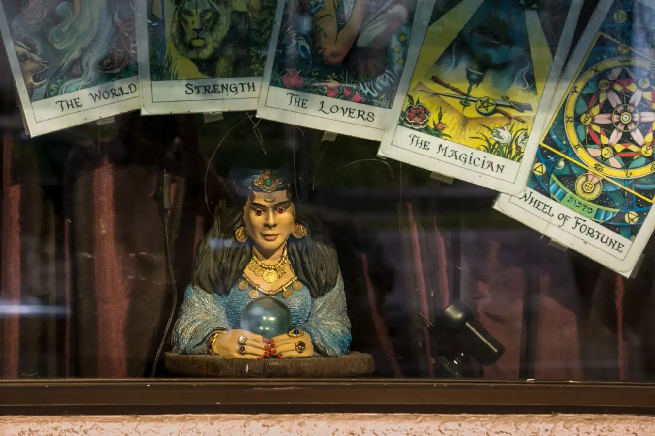 A tarot reader storefront