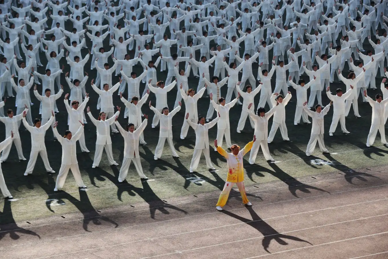 Over 1,000 people participating in a dance contest in Zhaotong, China.