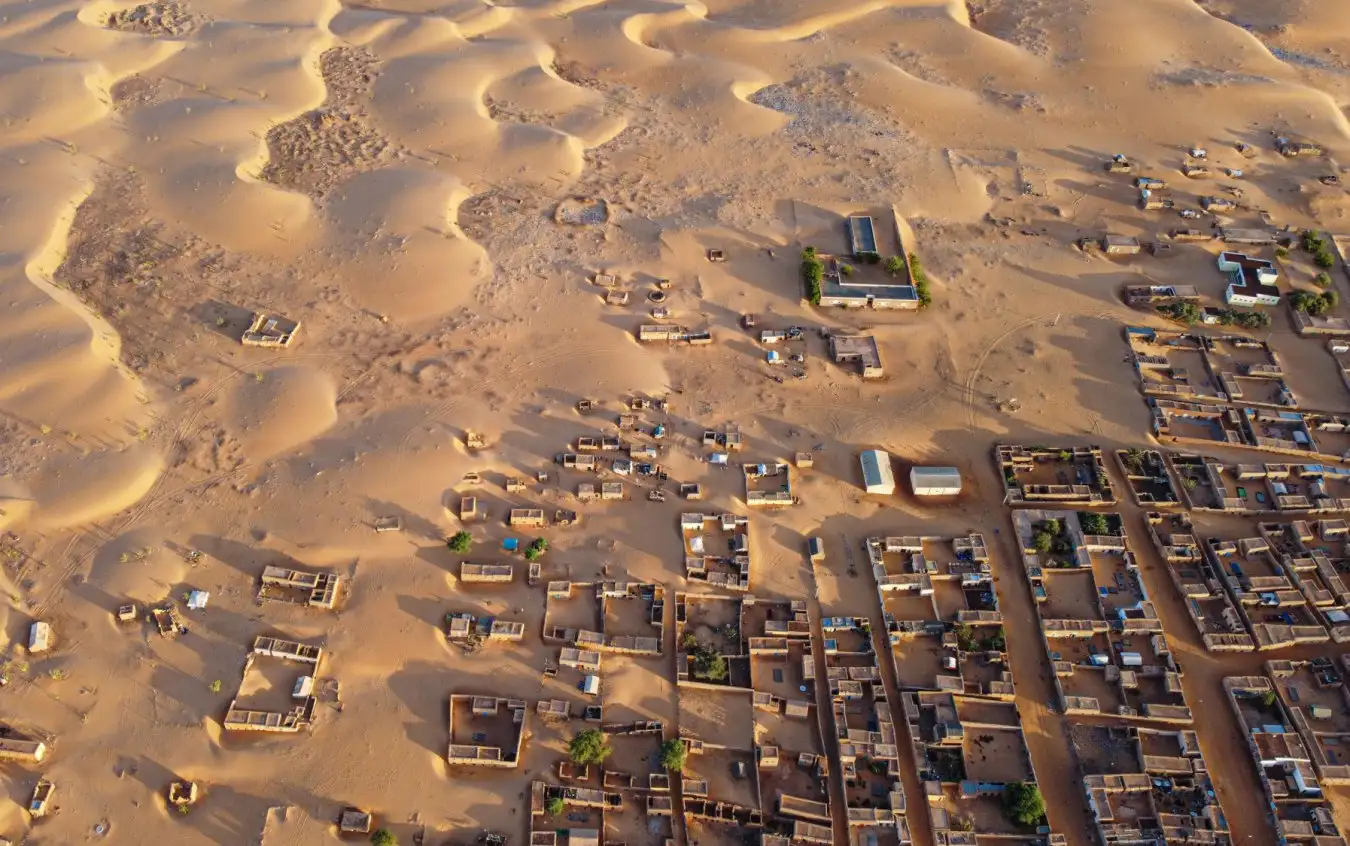 The town of Chinguetti in Mauritania viewed from the air