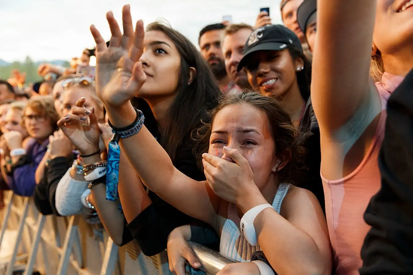 PEMBERTON, BC - JULY 15: A music fan cries during J. Cole's performance onstage during day 2 of Pemberton Music Festival on July 15, 2016 in Pemberton, Canada. (Photo by Andrew Chin/Getty Images )