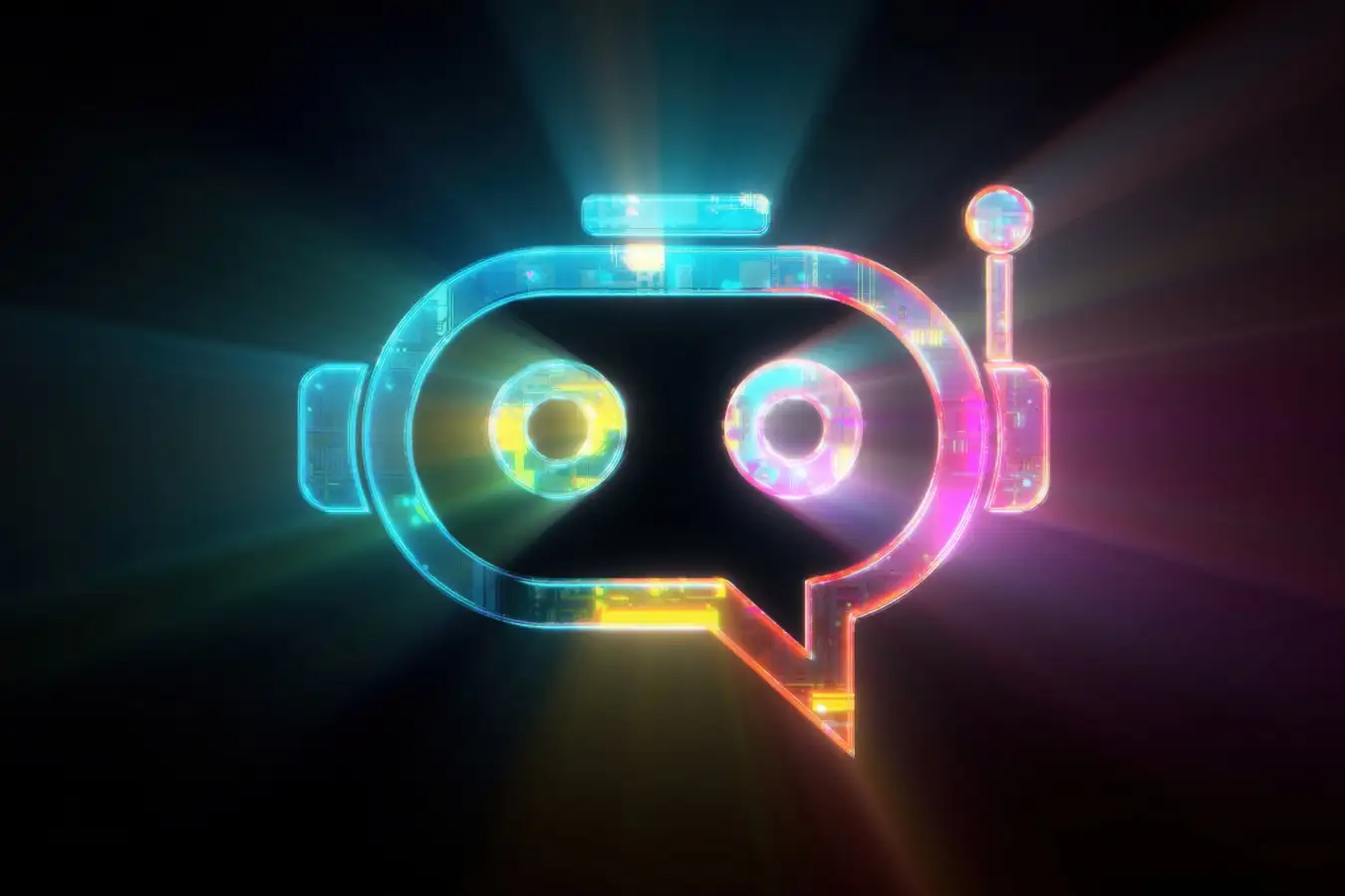 Vibrant Chatbot icon on black background. Design element