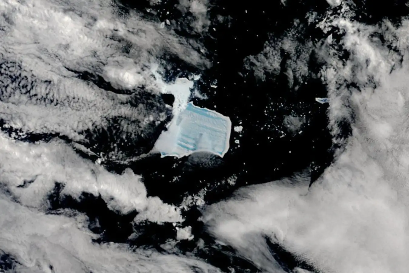 A satellite view of iceberg A23a on 7 January