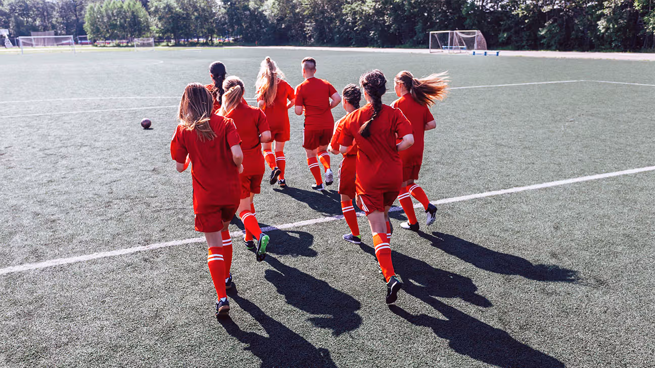Girls playing soccer