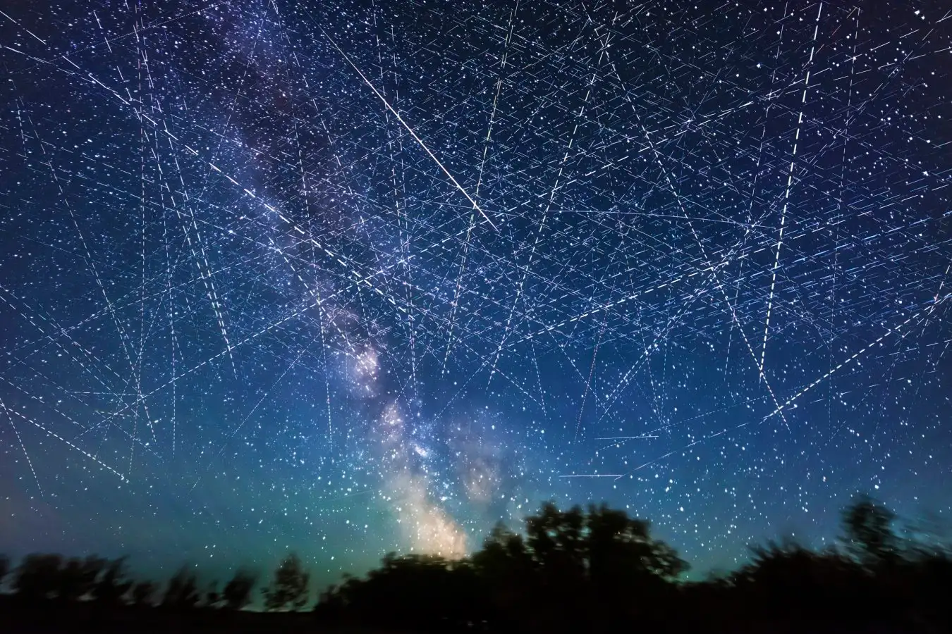 Satellite-filled sky