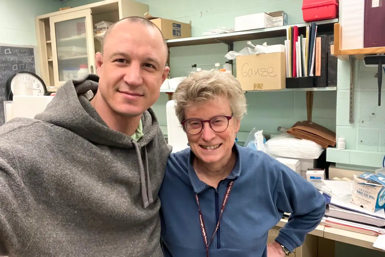 Infectious disease expert Elizabeth Hohmann with one of her prized stool donors, who is called Dmitri
