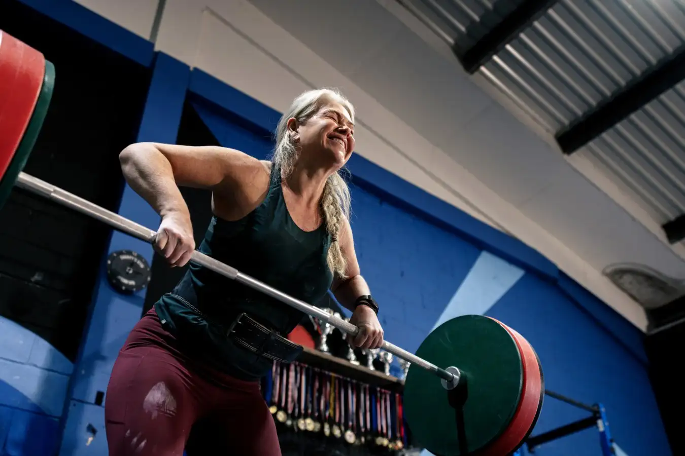 A weightlifter in a gym