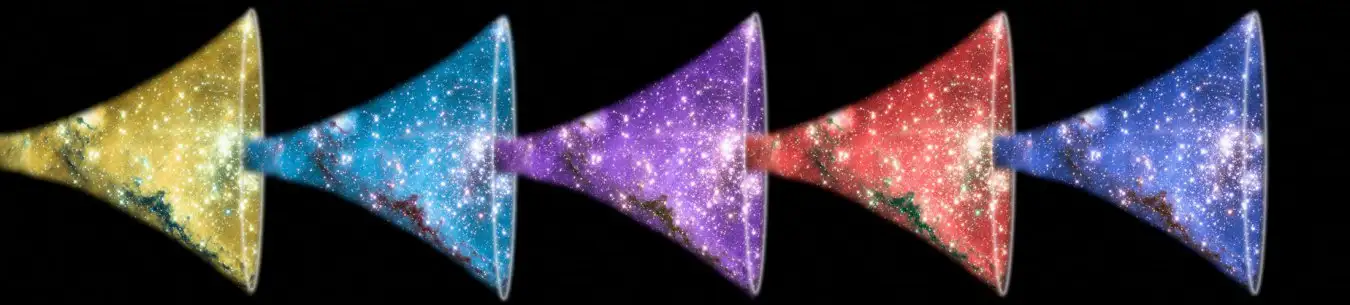 Conceptual illustration of Roger Penrose's conformal cyclic cosmology.