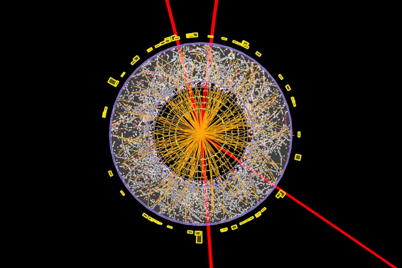 Graphic of particle collisions recorded during the search for the Higgs boson.