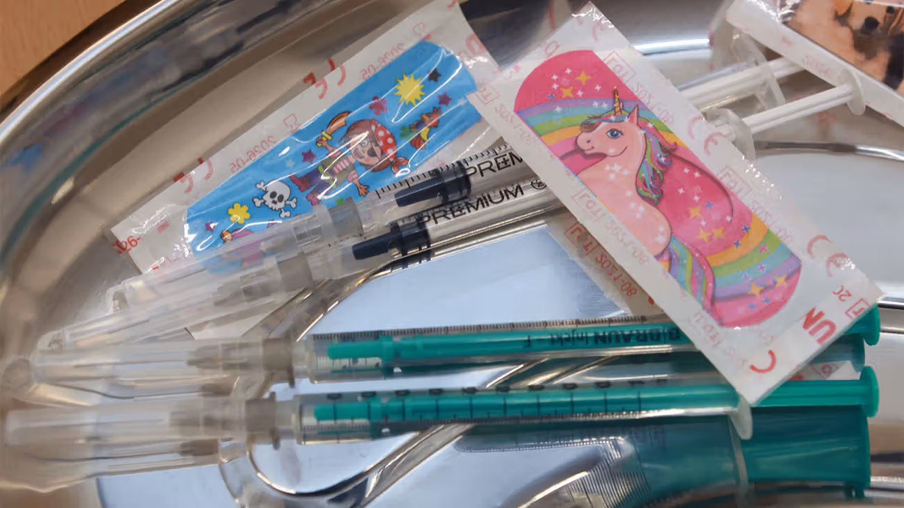 Close up of vaccine syringes