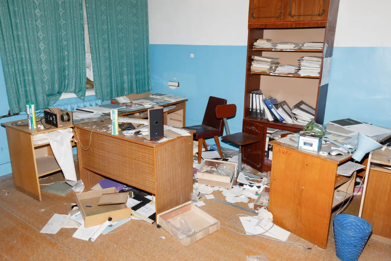 A looted office at the Institute for Safety Problems of Nuclear Power Plants in Ukraine
