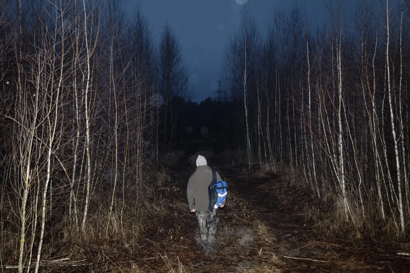 Denys Vyshnevskiy walking in the Chernobyl exclusion zone