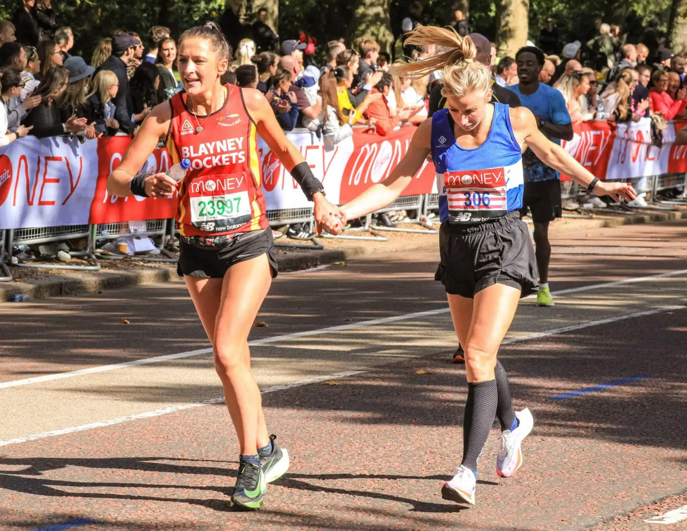 Tired runners in a race. Exercise, in the right doses, is a form of positive stress