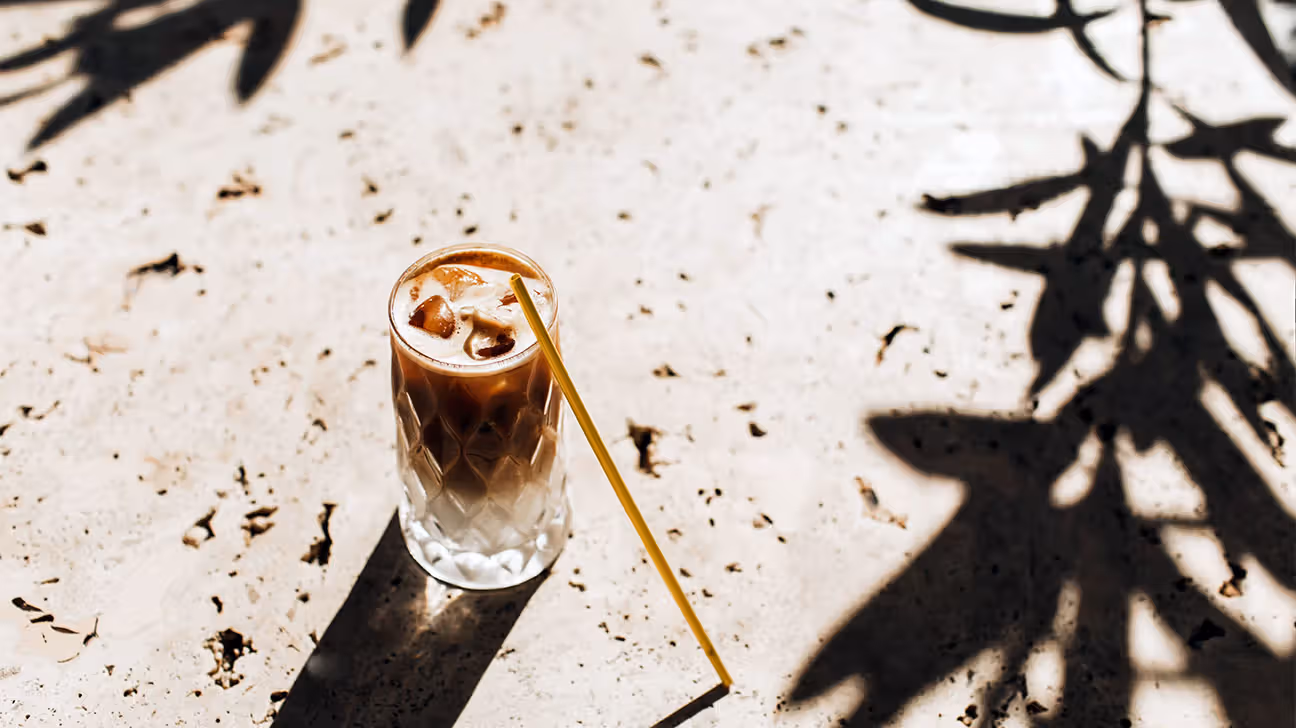 A glass of ice coffee.