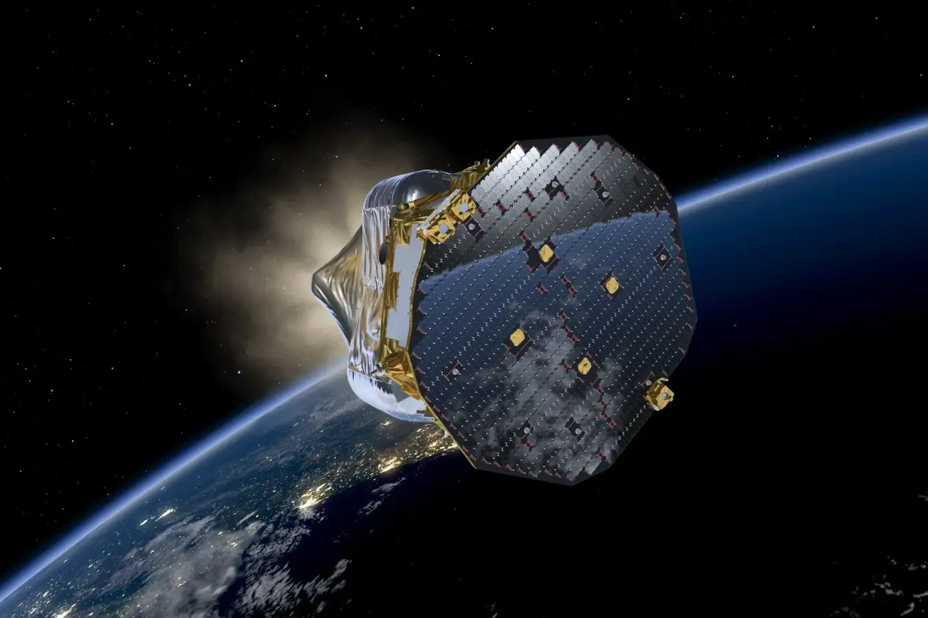 https://www.esa.int/ESA_Multimedia/Images/2015/11/LISA_Pathfinder_in_low-Earth_orbit_C Artist?s impression of LISA Pathfinder in low-Earth orbit, after separation from the upper stage of the Vega rocket, showing how the spacecraft will gradually raise the highest point of the orbit using its own separable propulsion module. LISA Pathfinder will operate from a vantage point in space about 1.5 million km from Earth towards the Sun, orbiting the first Sun?Earth Lagrangian point, L1. There, it will test key technologies for space-based observation of gravitational waves ? ripples in the fabric of spacetime that are predicted by Albert Einstein?s general theory of relativity. Full animated sequence: LISA Pathfinder launch animation CREDIT ESA/ATG medialab
