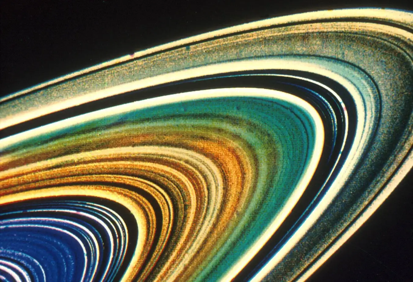 The rings of Saturn, taken by Voyager 2 in 1981