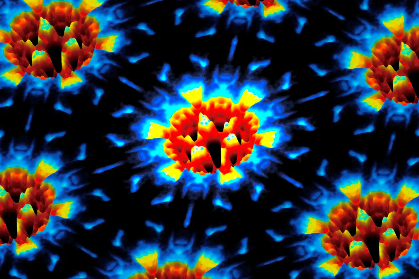 Quantum waves in a computer model of topological insulators.